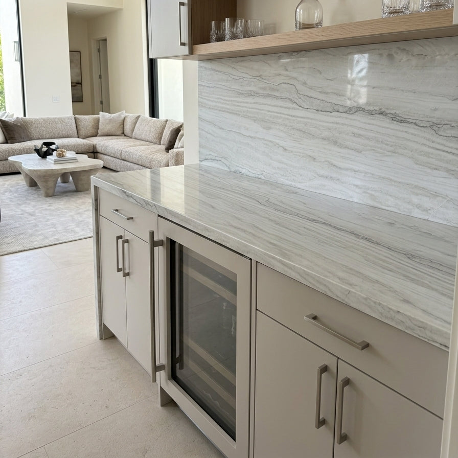 WHITE PEARL Quartzite polished 2cm thick - Slab
