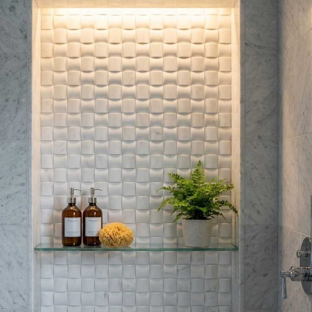 BIANCO WHITE, 3D WEAVE, Mosaic - Mediterranean