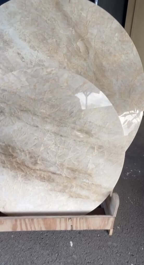 Taj Mahal Quartzite polished 2cm thick Round Table - Rocks in Stock