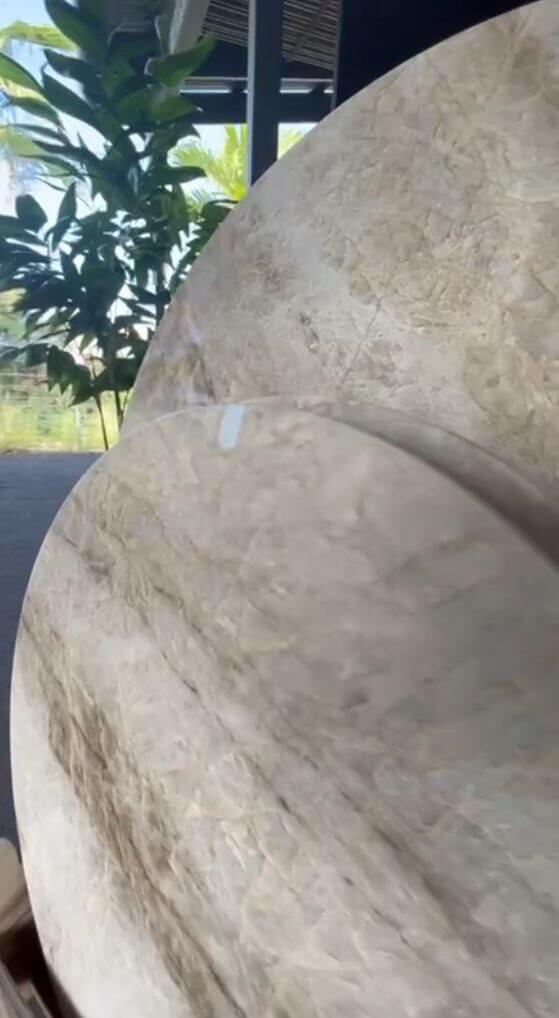 Taj Mahal Quartzite polished 2cm thick Round Table - Rocks in Stock