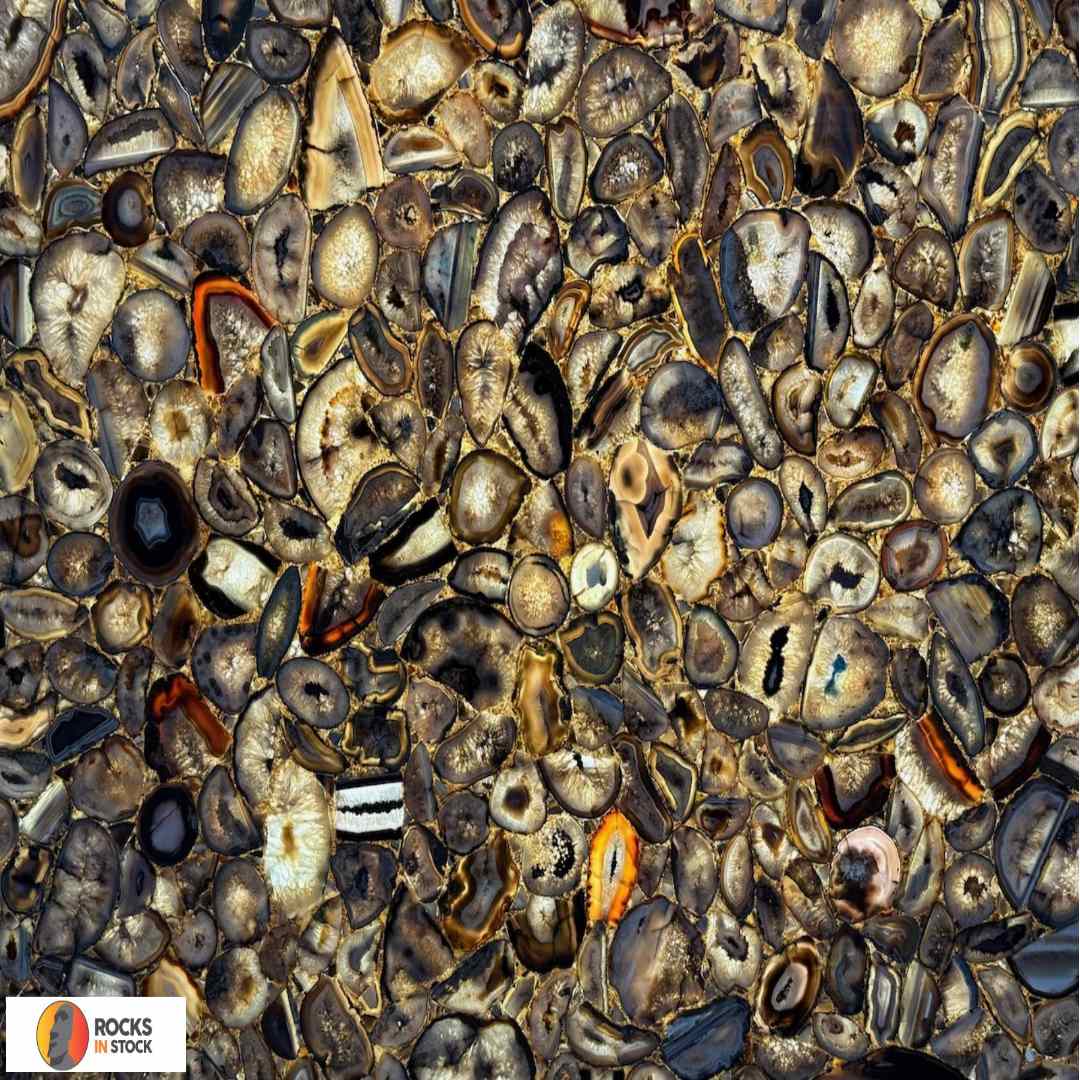 AGATE BLACK Semi precious polished 2cm thick - Slab