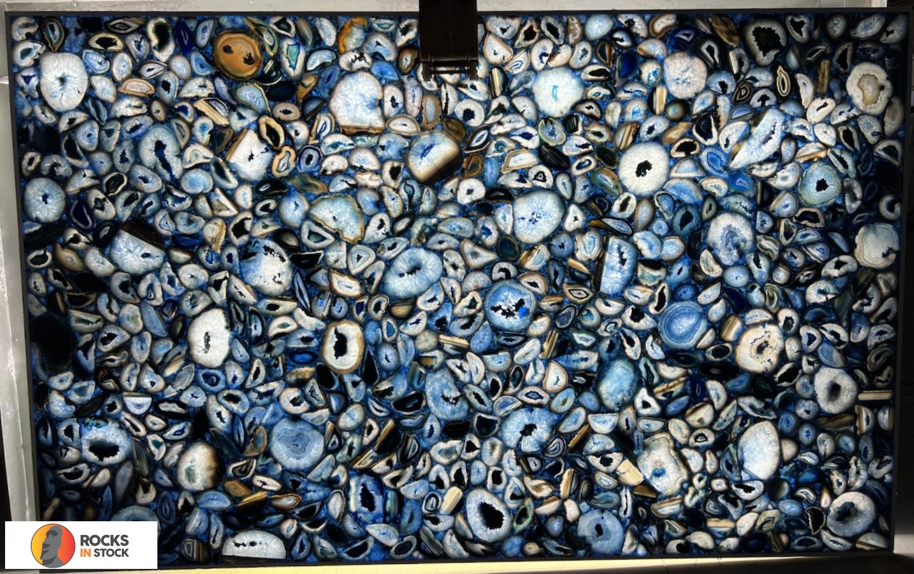 AGATE BLUE Semi Precious Agate Gemstone polished 2cm thick - Slab