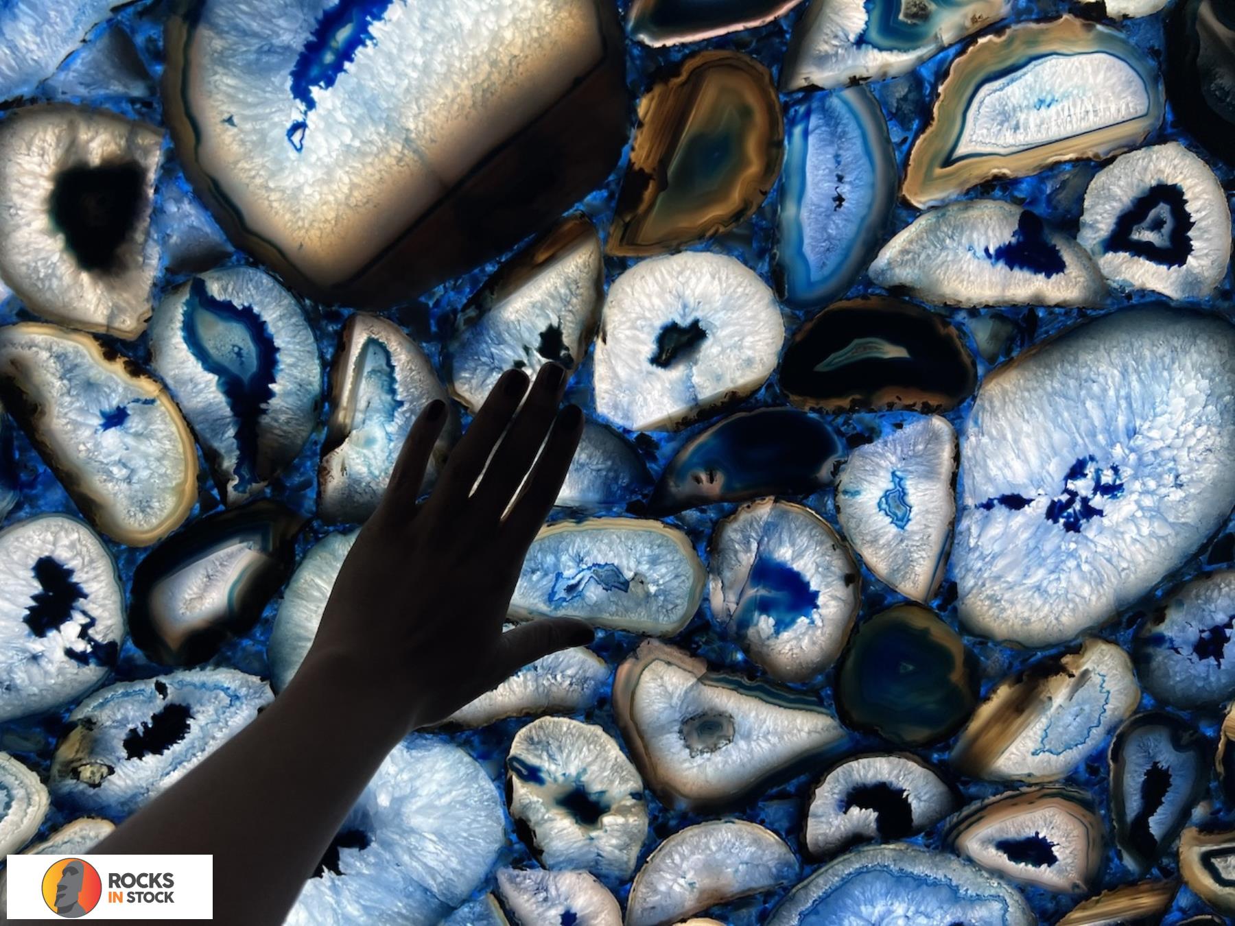 AGATE BLUE Semi Precious Agate Gemstone polished 2cm thick - Slab