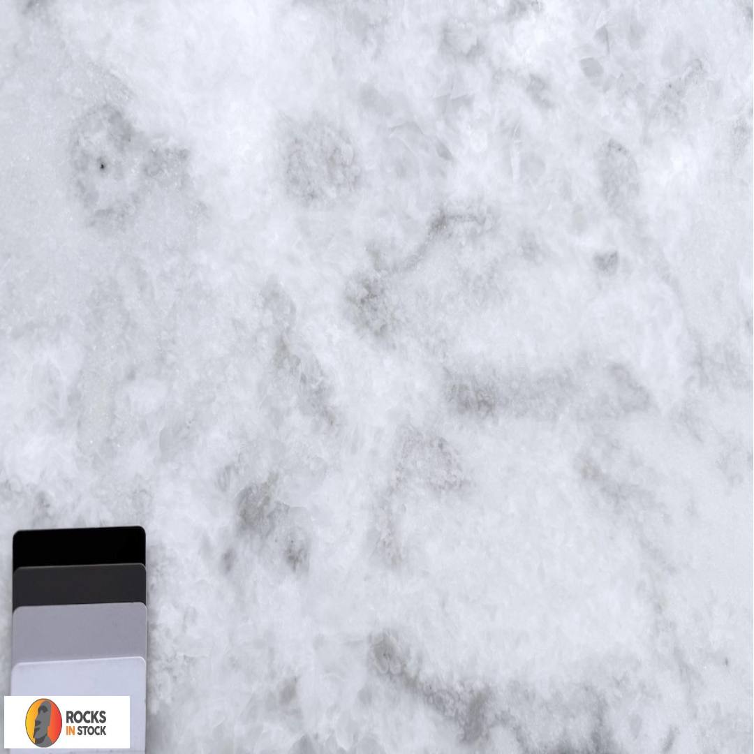 SUPREME WHITE Dolomite honed 3cm thick - Slab with milky white background and grey veins.