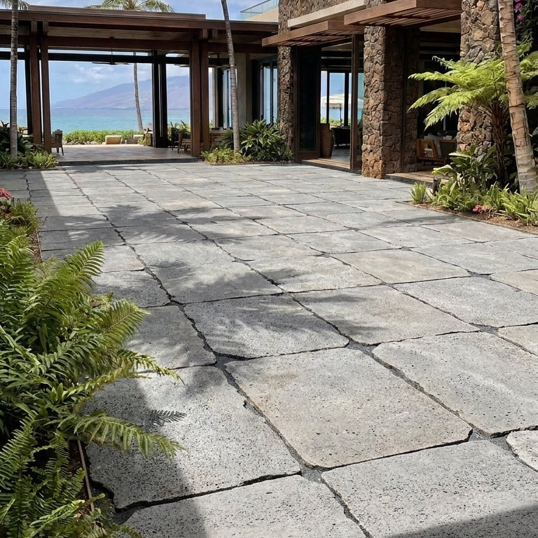 PUKA LAVA GREY - RECTANGLE RANDOM EDGE, Basalt brushed - 30" & up x 24" x 1 1/2" Paver (5 SF/PC)