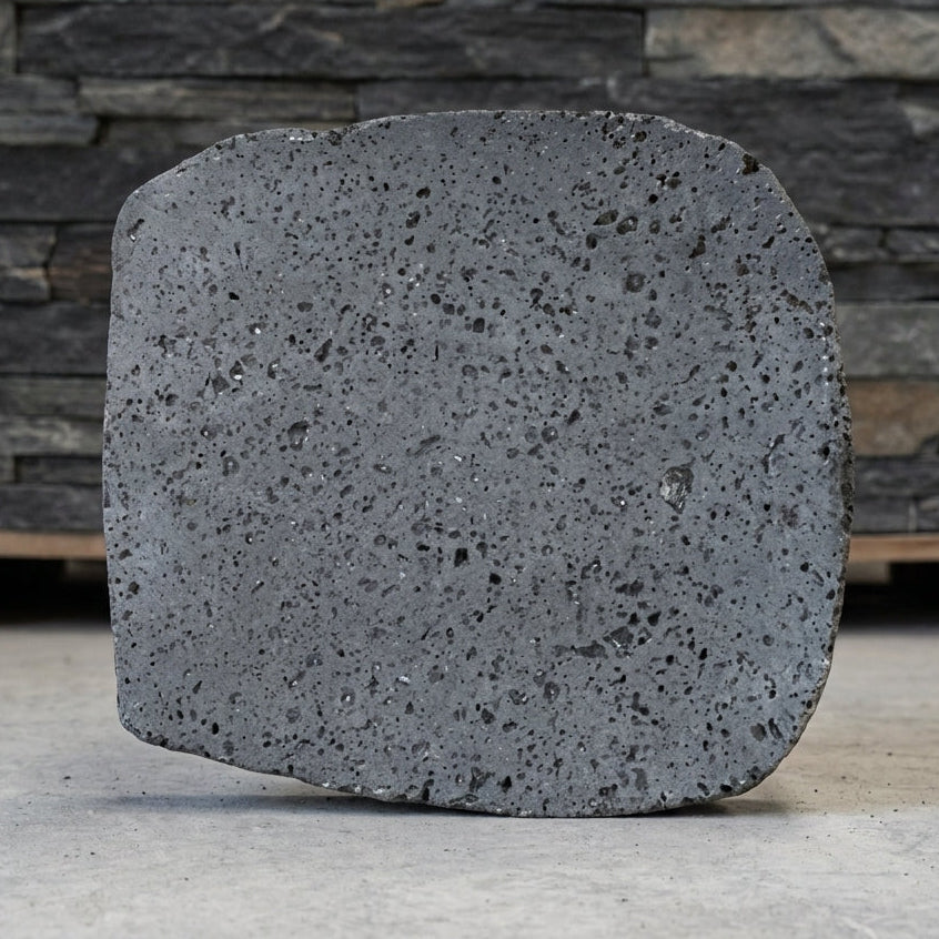 PUKA LAVA GREY - NATURAL ROUND RANDOM EDGE, Basalt BRUSHED - 18" diameter & up x 1 1/2" Paver (2.25 SF/PC)