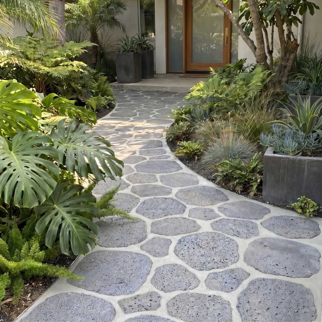 PUKA LAVA GREY - ROUND RANDOM EDGE, Basalt brushed - 30" diameter & up 1 1/2" Paver (6.25 SF/PC)