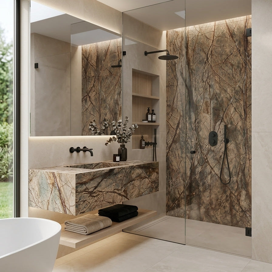 RAINFOREST BROWN Marble polished 2cm thick - Slab