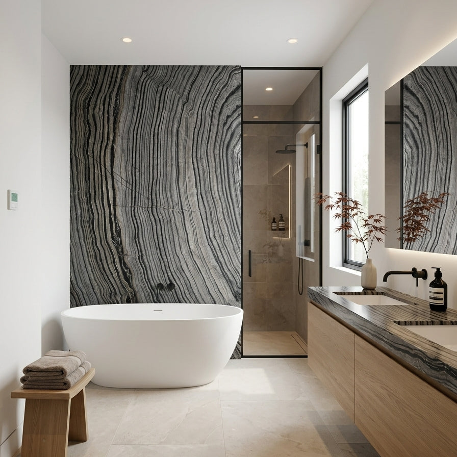 SILVER WAVE BROWN Marble polished 2cm thick - Slab