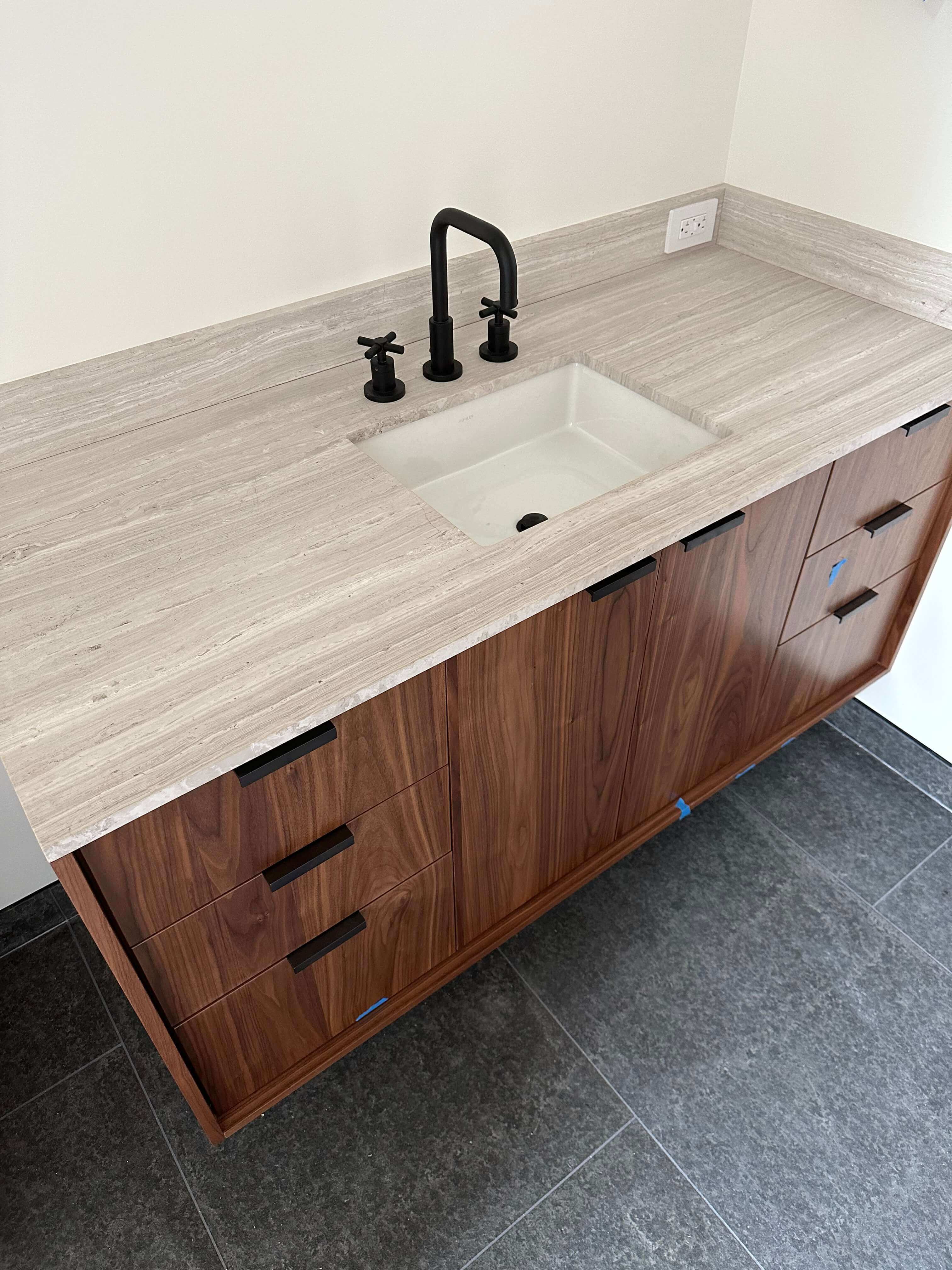 Teakwood Light Marble honed 2cm thick slab - Rocks in Stock