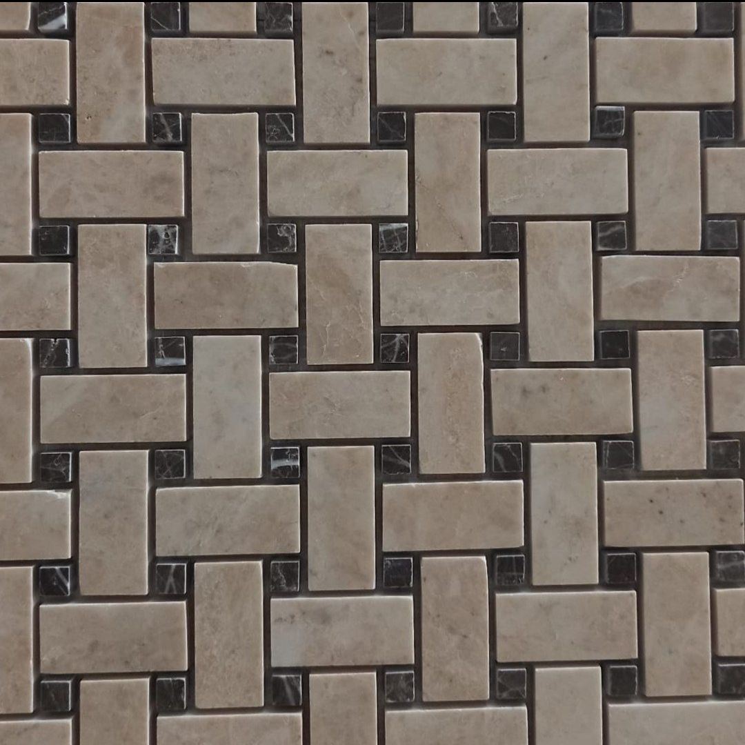 BEIGE & EMPERADOR, BASKET WEAVE, Mosaic - Mediterranean