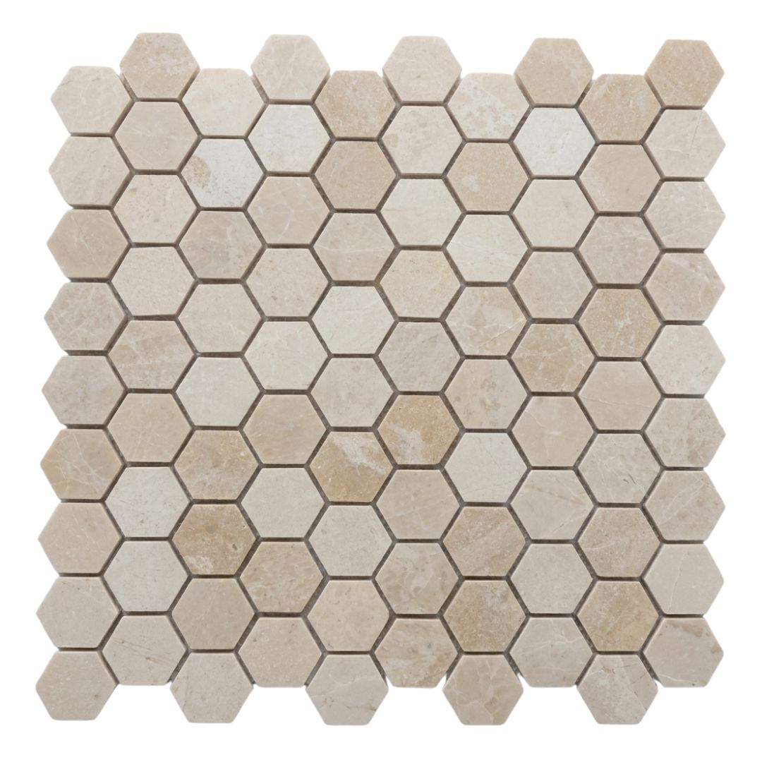 BEIGE, HEXAGON MINI 2x2, Mosaic - Mediterranean