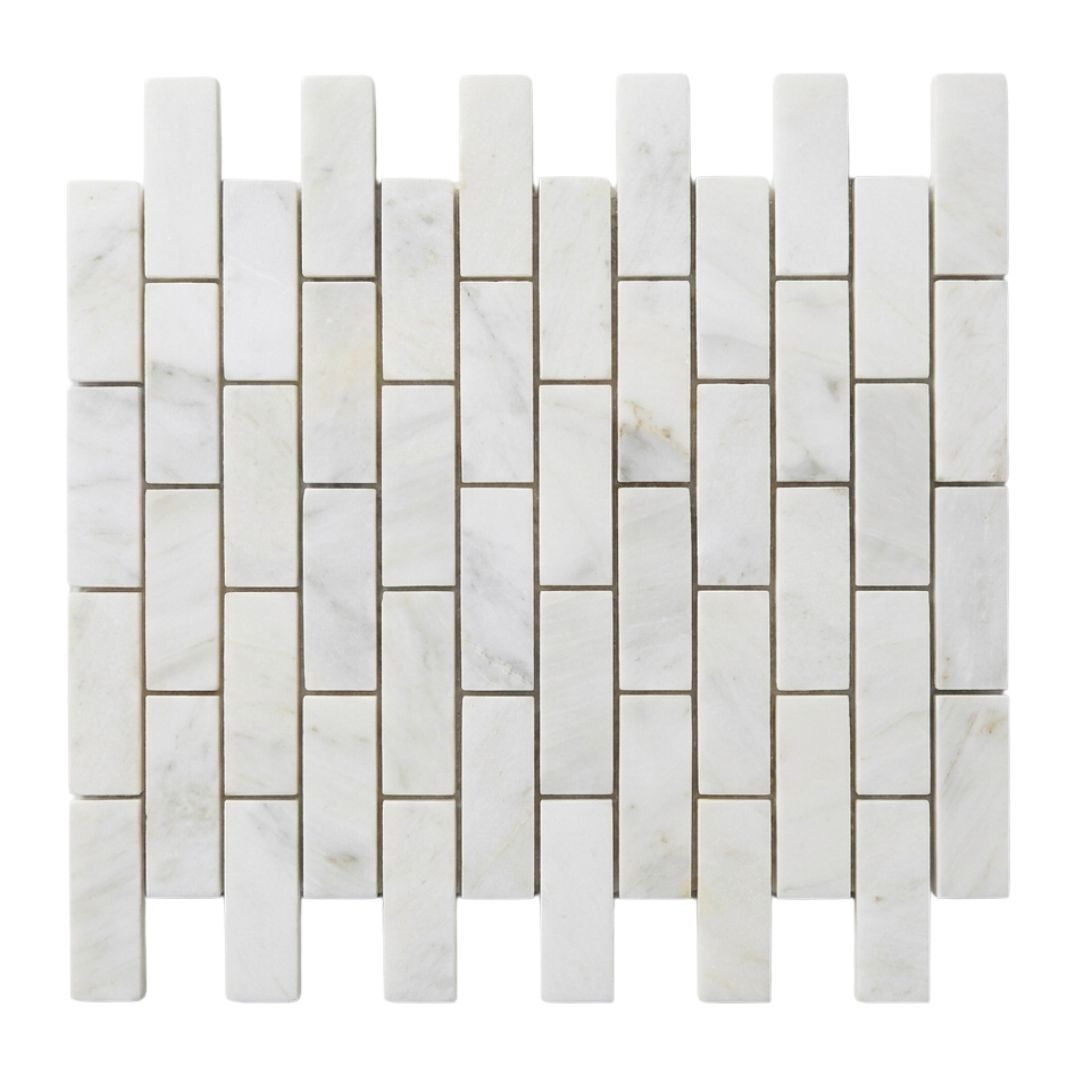 BIANCO WHITE, BRICK MINI 3x1, Mosaic - Mediterranean