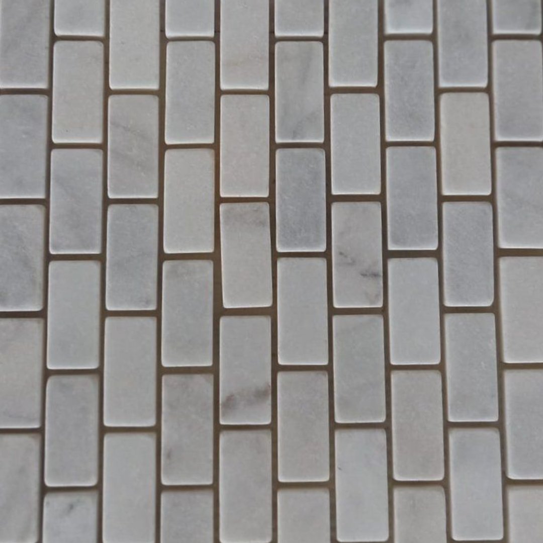 BIANCO WHITE, BRICK MINI 1X2 - 12" x 12" - (1 SF/PC) - Havai'iano