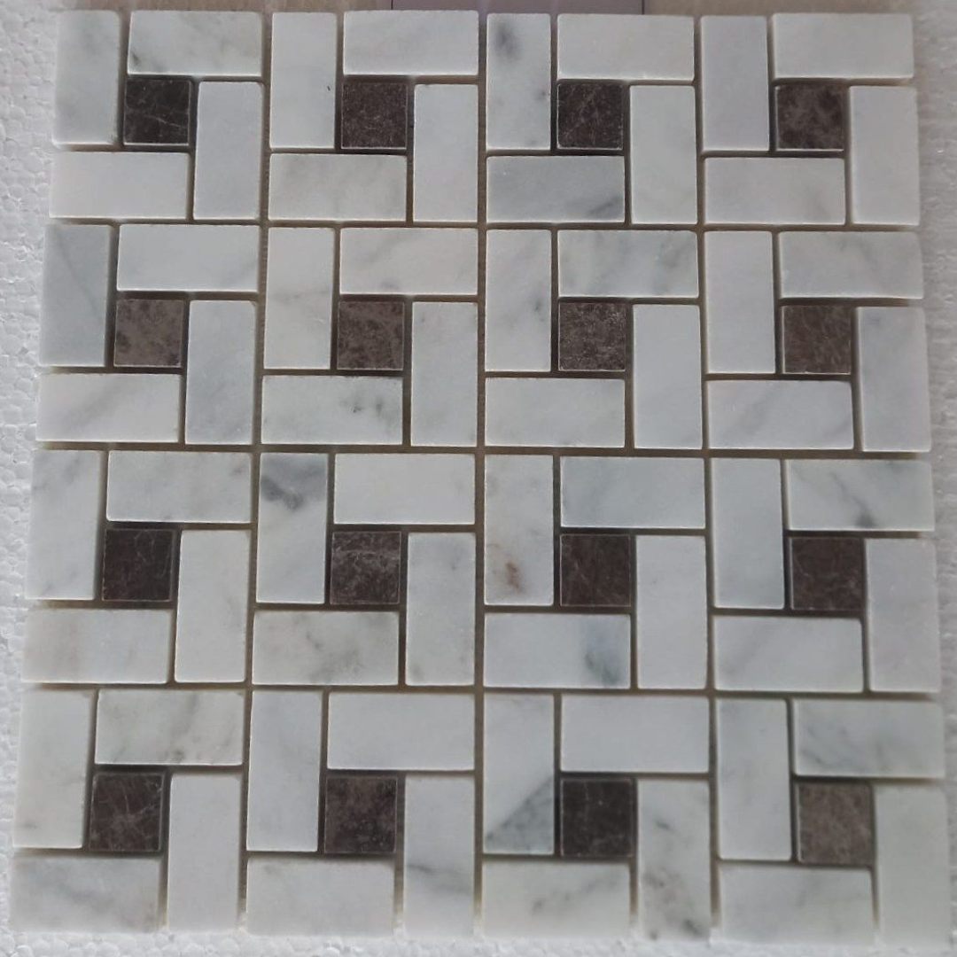 BIANCO WHITE & EMPRADOR, BASKET WEAVE 12" x 12" - (1 SF/PC) - Havai'iano
