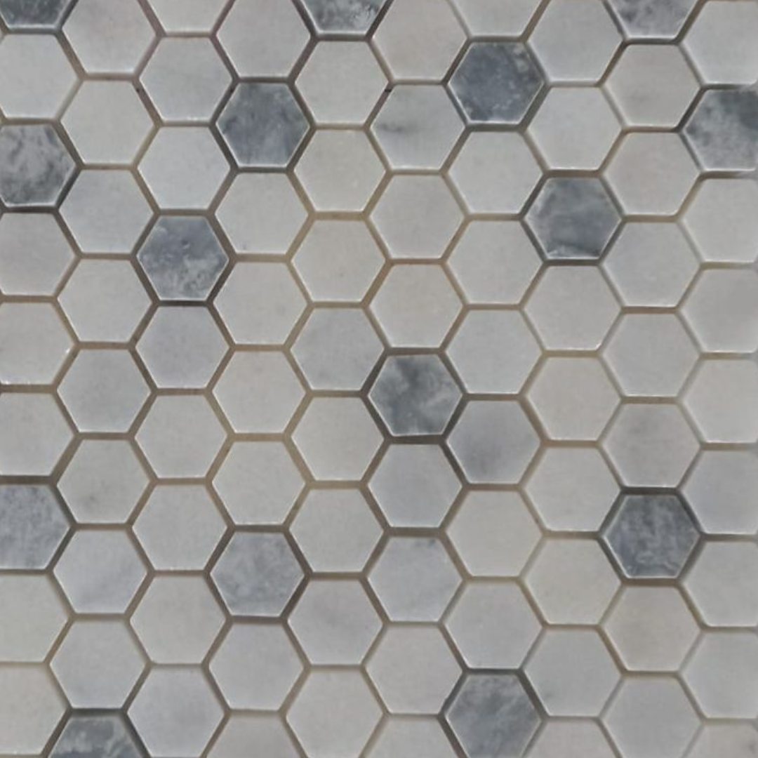 BIANCO & BLUE, HEXAGON MINI 1X1 - 12" x 12" - (1 SF/PC) - Havai'iano