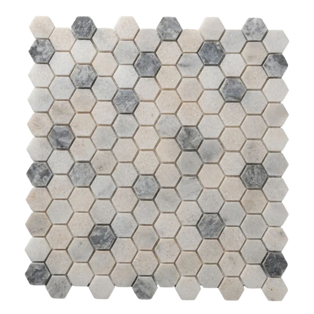 BIANCO & BLUE, HEXAGON MINI 1x1, Mosaic - Mediterranean