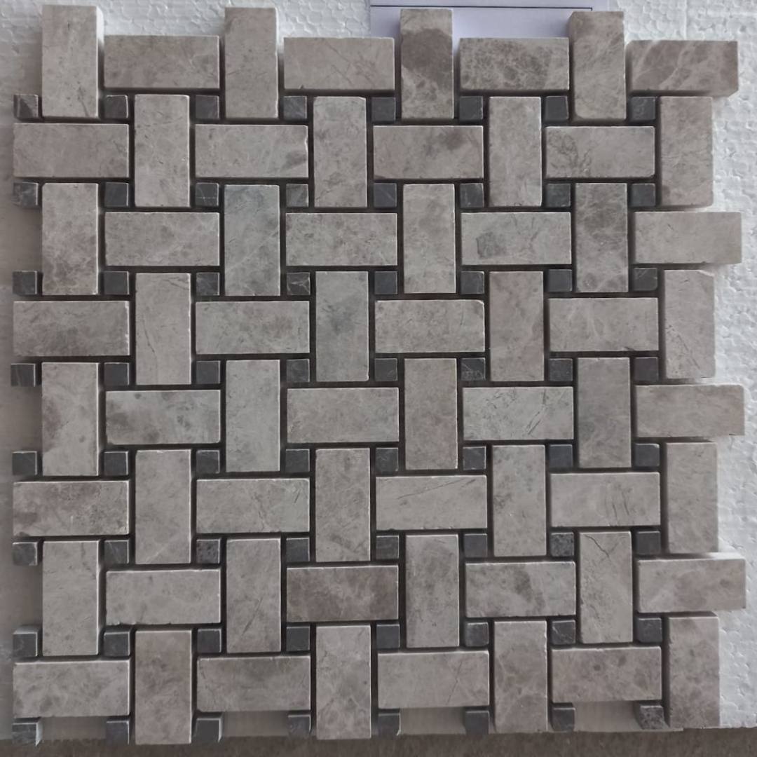 GREY & EMPERADOR, BASKET WEAVE, Mosaic - Mediterranean