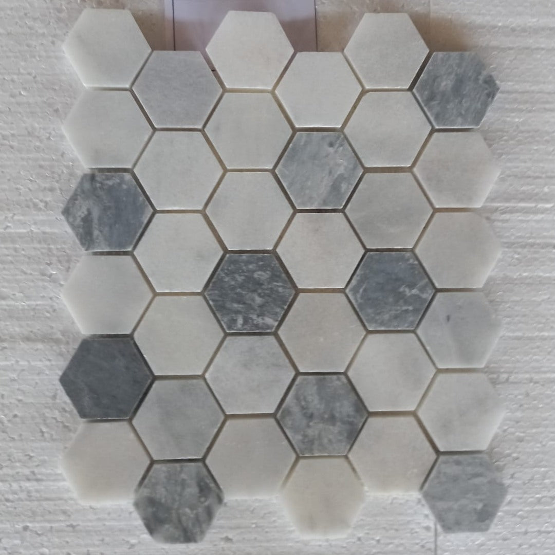 WHITE & BLUE MIX, HEXAGON - Havai'iano