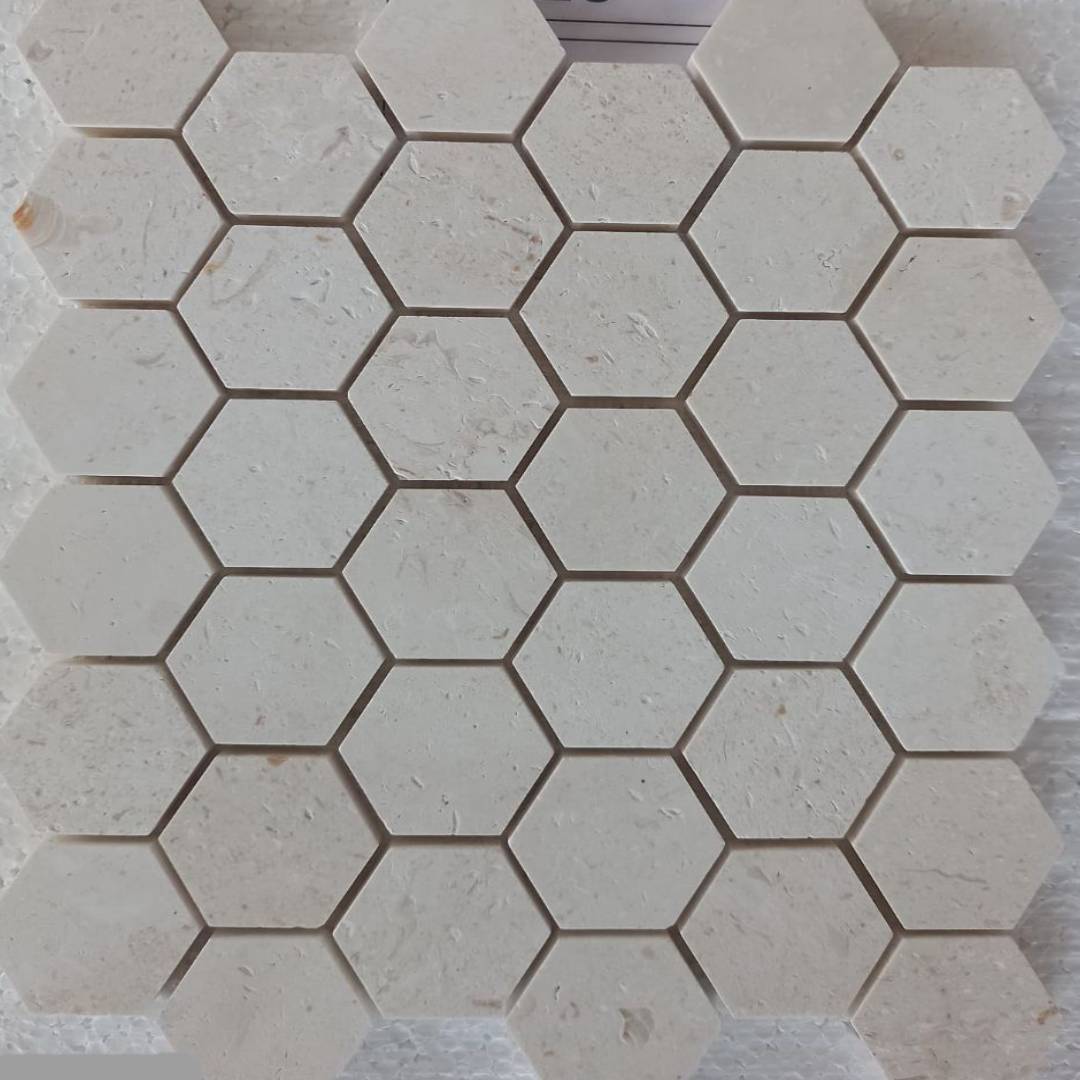 WHITE LIMESTONE, HEXAGON 12" x 12" - (1 SF/PC) - Havai'iano