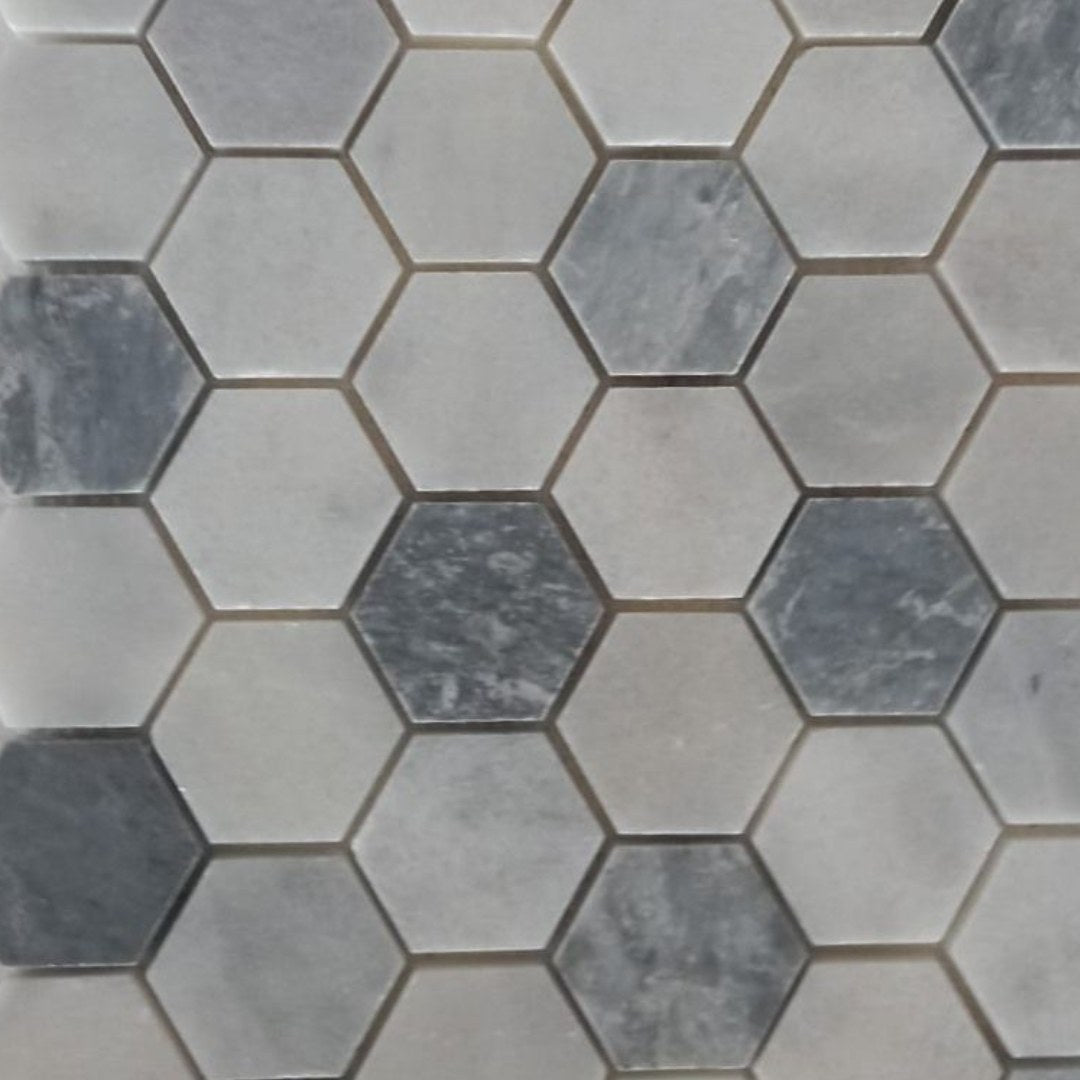 WHITE & BLUE MIX, HEXAGON 12" x 12" - (1 SF/PC) - Havai'iano