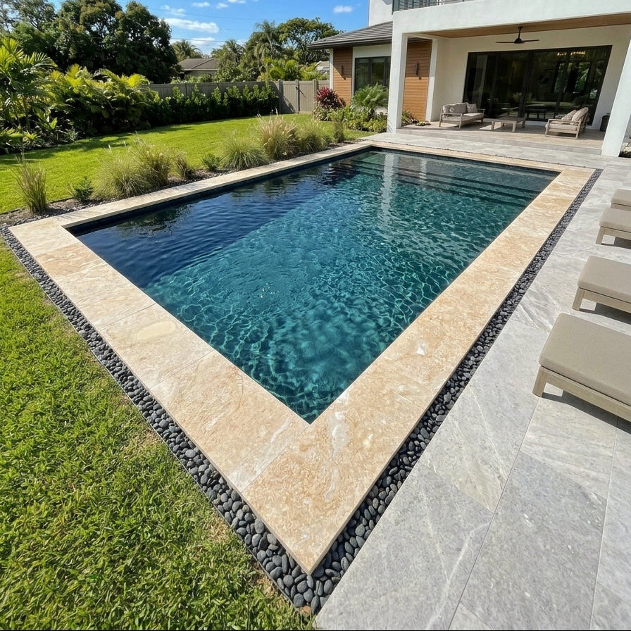 CLASSIC CORAL brushed/filled, 32" x 16" x 1 1/2" (3.56 SF/PC) Pool Coping