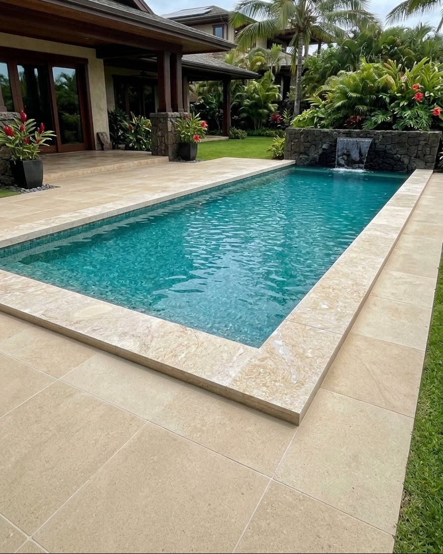 CLASSIC CORAL brushed/filled, 32" x 16" x 1 1/2" (3.56 SF/PC) Pool Coping