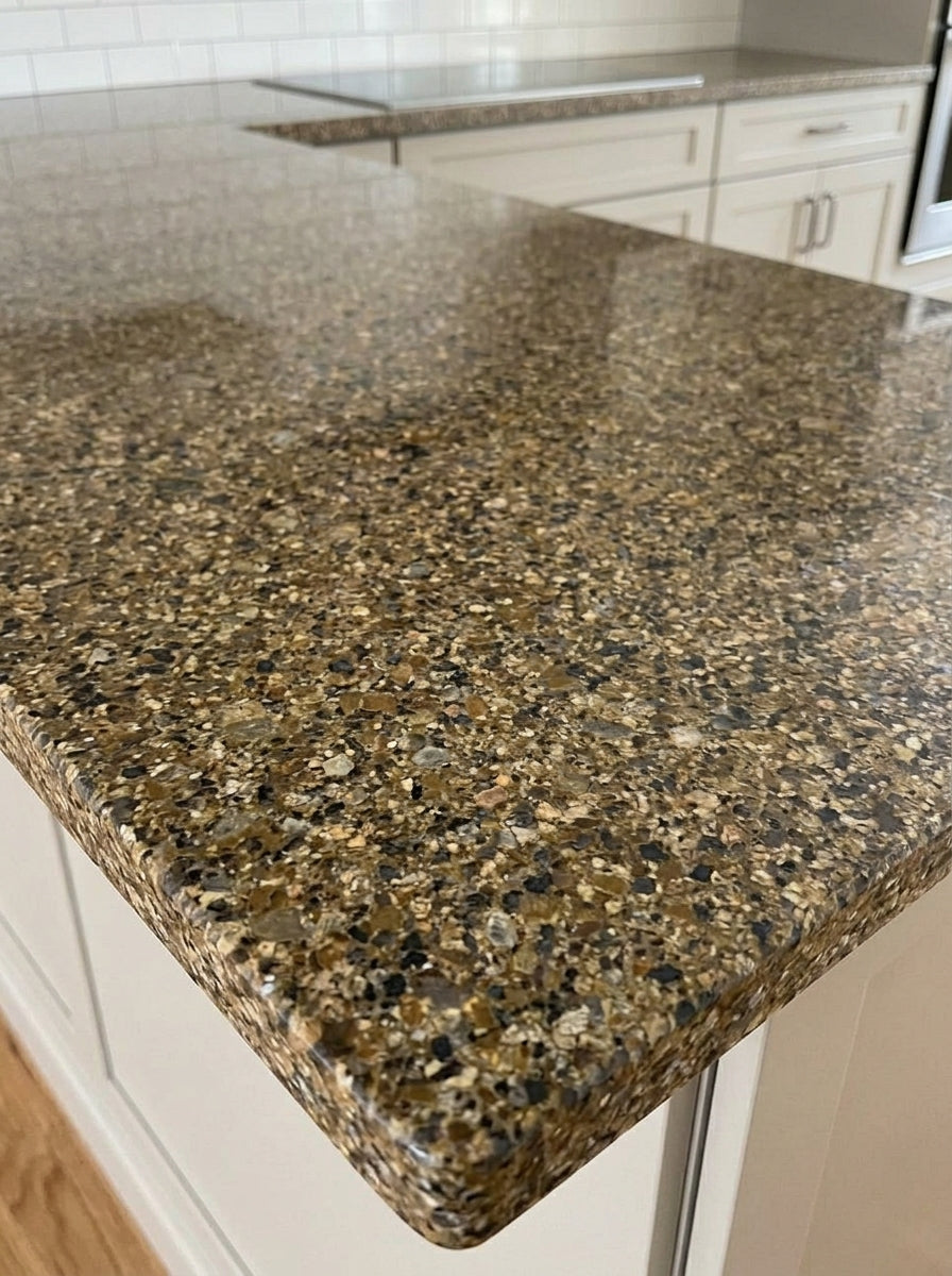 BROWN SPECKLED Quartz polished 2cm thick - Prefab