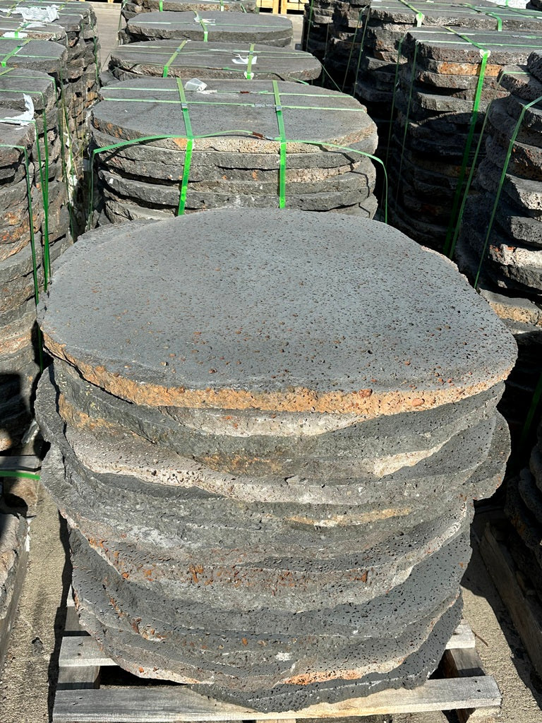 PUKA LAVA GREY - ROUND RANDOM EDGE, Basalt brushed - 30" diameter & up 1 1/2" Paver (6.25 SF/PC)