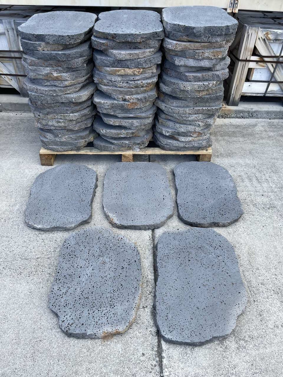 PUKA LAVA GREY - OVAL RANDOM EDGE, Basalt brushed - 24" x 16" x 1 1/2" Paver - Rocks in Stock