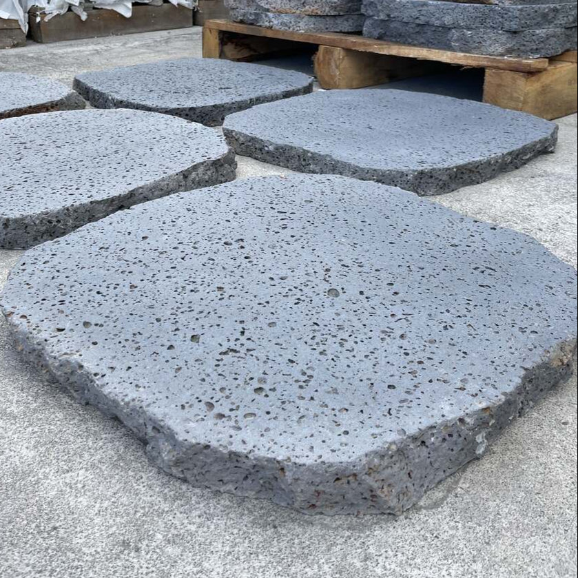 PUKA LAVA GREY - ROUND RANDOM EDGE, Basalt brushed - 18" diameter & up x 1 1/2" Paver - Rocks in Stock
