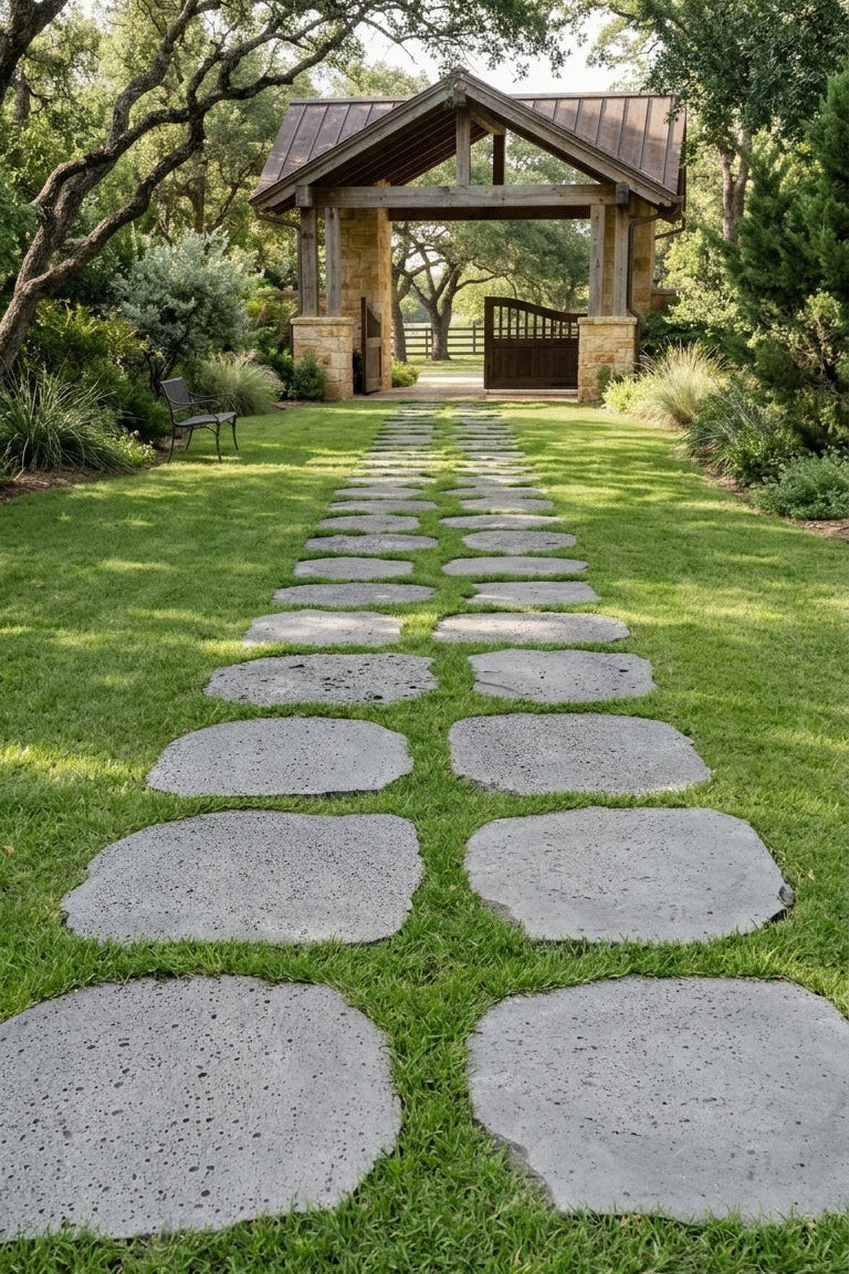 PUKA LAVA GREY - NATURAL ROUND RANDOM EDGE, Basalt BRUSHED - 18" diameter & up x 1 1/2" Paver (2.25 SF/PC) - Vulcano - TX