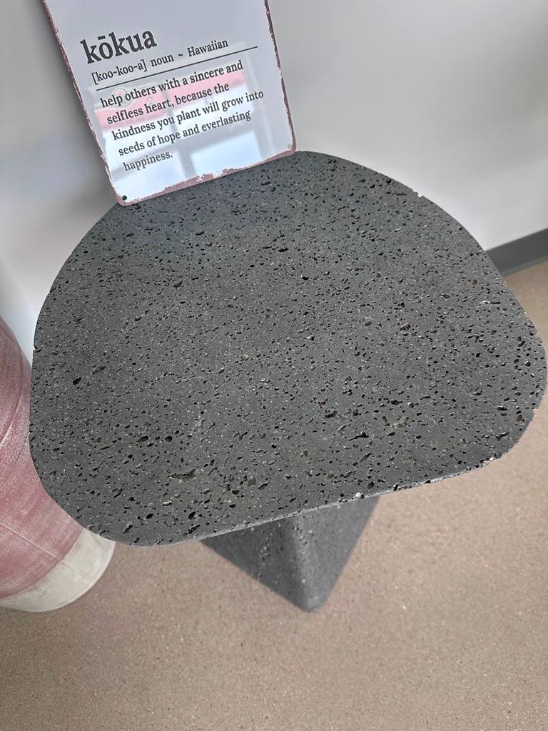 PUKA LAVA GREY Basalt honed random round top & rounded square base - Round Table