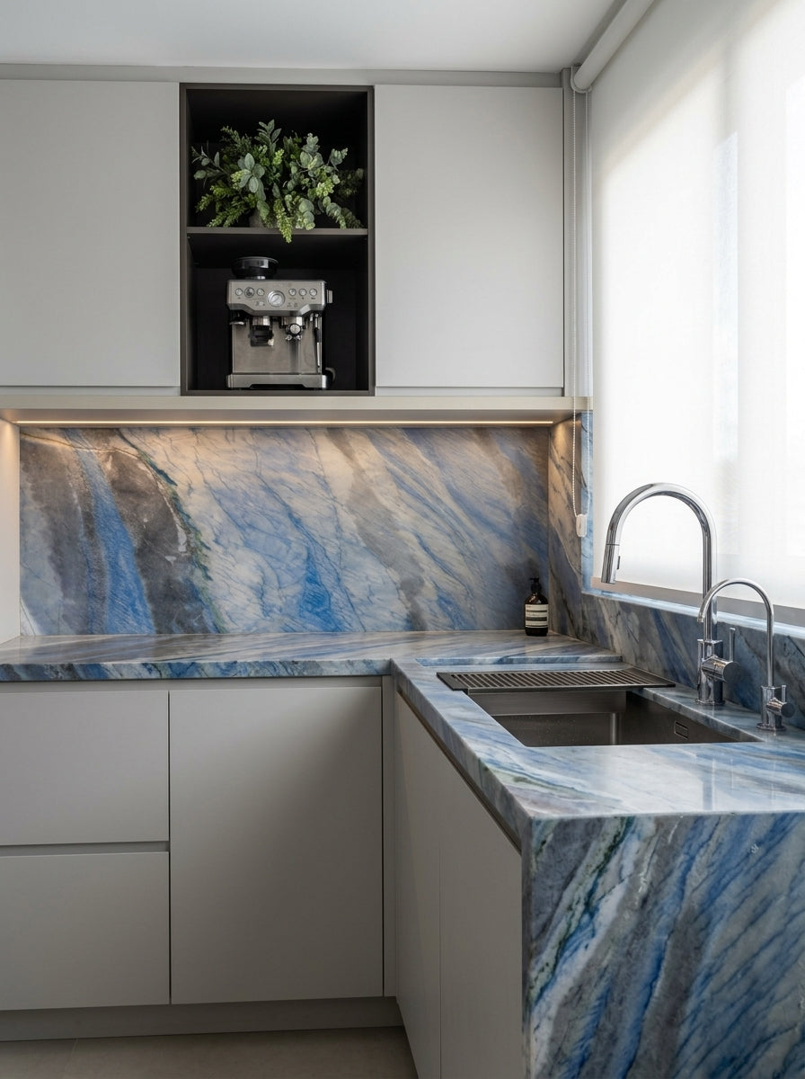 BLUE NEBULA Quartzite polished 2cm thick - Slab