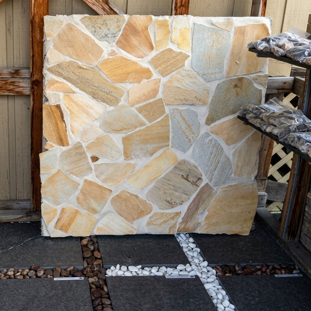 DAFFODIL YELLOW - Natural Split Face Random Edge, Quartzite - 0.78" x 1.18" Paver Flagstone