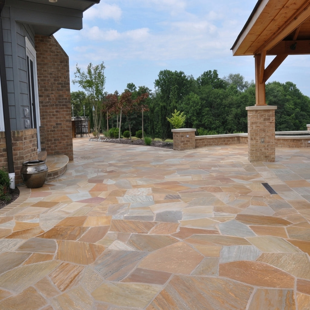DAFFODIL YELLOW - Natural Split Face Random Edge, Quartzite - 0.78" x 1.18" Paver Flagstone