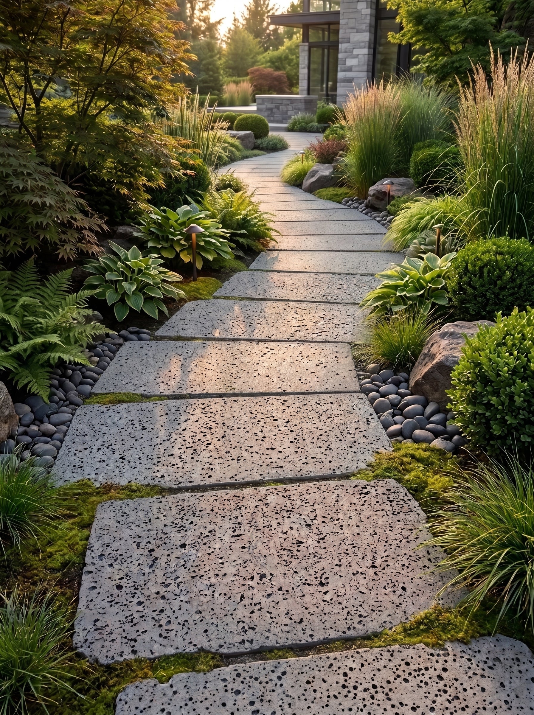PUKA LAVA GREY - OVAL RANDOM EDGE, Basalt brushed - 24" x 16" x 1 1/2" Paver (2.66 SF/PC) - TX