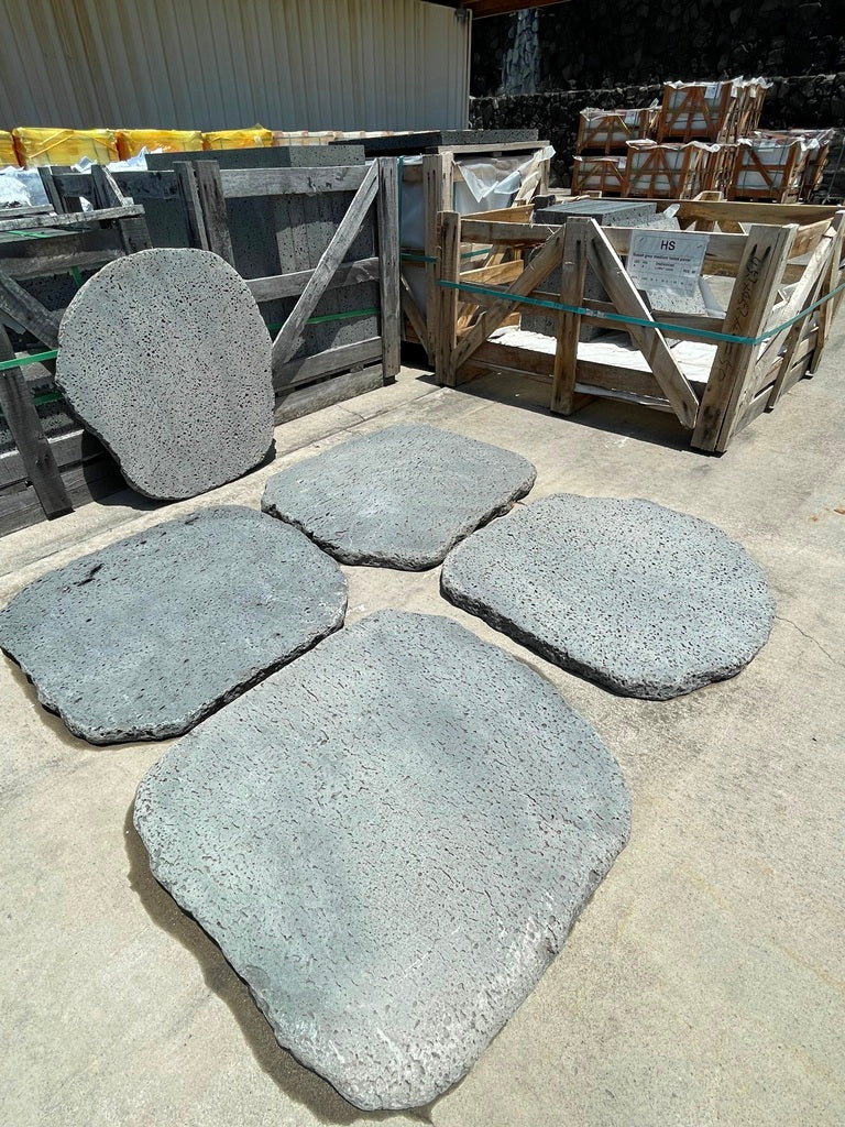 PUKA LAVA GREY - ROUND RANDOM EDGE, Basalt tumbled - 24" diameter & up 1 1/2" Paver (4 SF/PC)