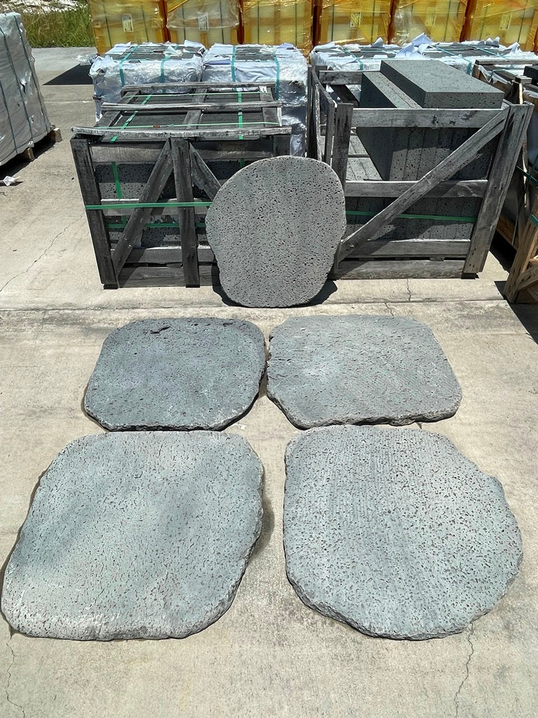PUKA LAVA GREY - ROUND RANDOM EDGE, Basalt tumbled - 24" diameter & up 1 1/2" Paver (4 SF/PC)