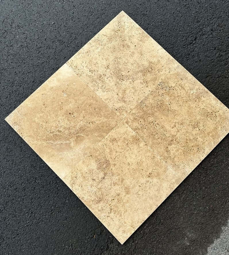 DARK WALNUT Travertine brushed/unfilled - 18" x 18" x 1/2" (2.25 SF/PC) Tile