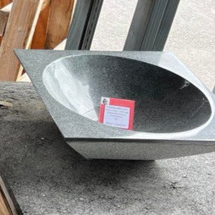 Dark Grey Raked Granite polished interior top & raked exterior Sink - Rocks in Stock