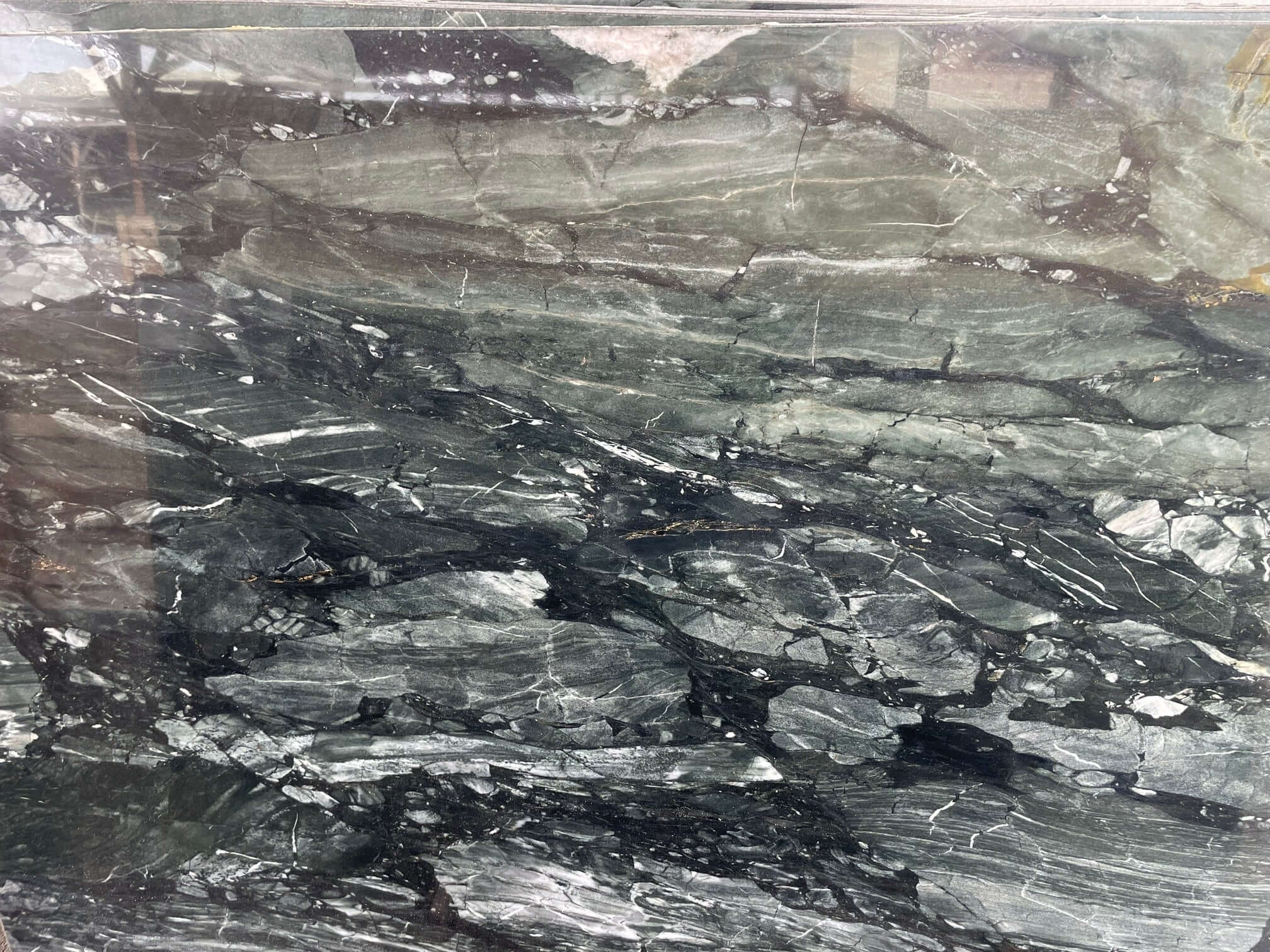Andes Black Quartzite polished 2cm thick slab - Rocks in Stock