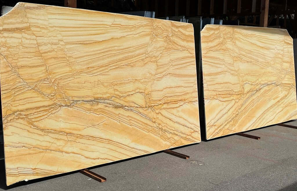 Golden Macaubas Quartzite polished 2cm thick slab - Rocks in Stock