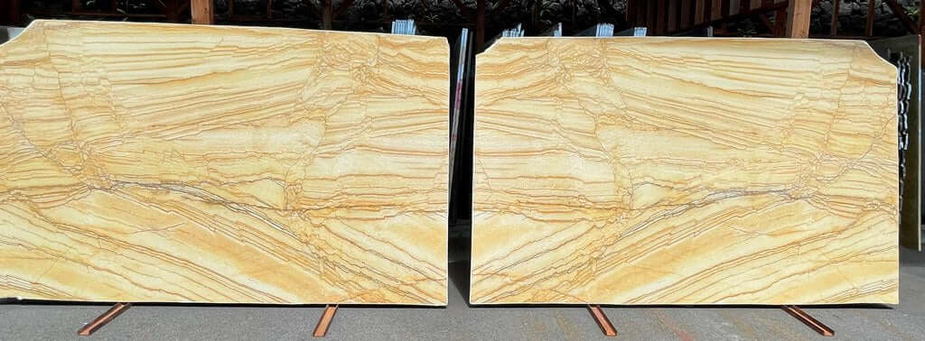 Golden Macaubas Quartzite polished 2cm thick slab - Rocks in Stock