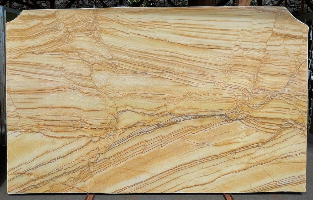 Golden Macaubas Quartzite polished 2cm thick slab - Rocks in Slab