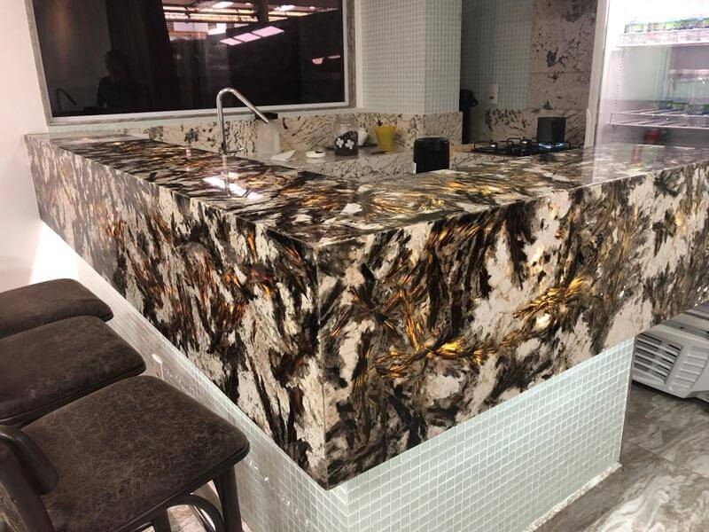 Black Crystal Granite polished 2cm thick Slab - Rocks in Stock