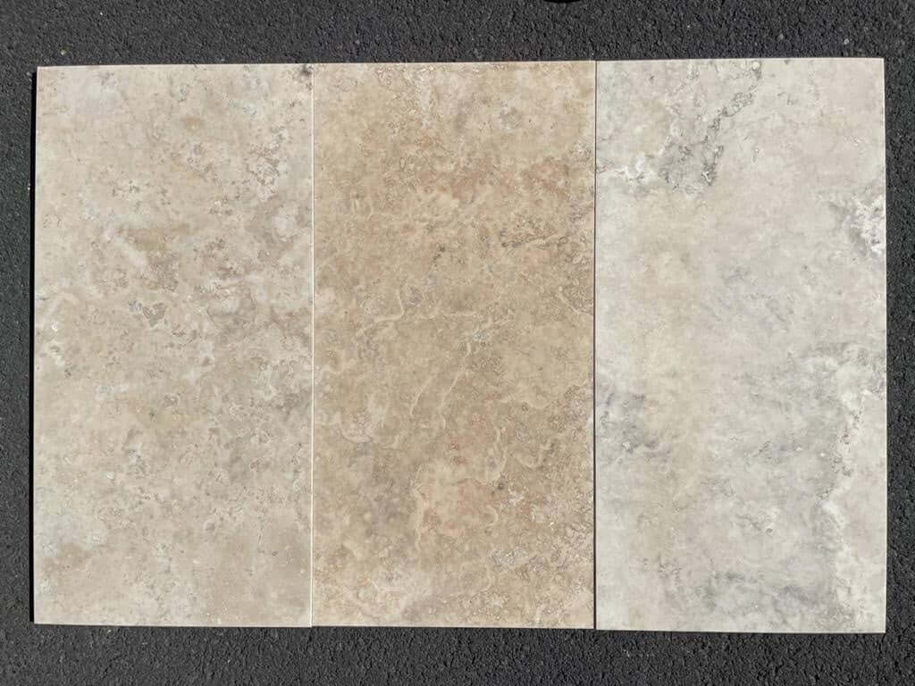 Lilac Light Travertine honed filled 24x12 Tile - Rocks in Stock