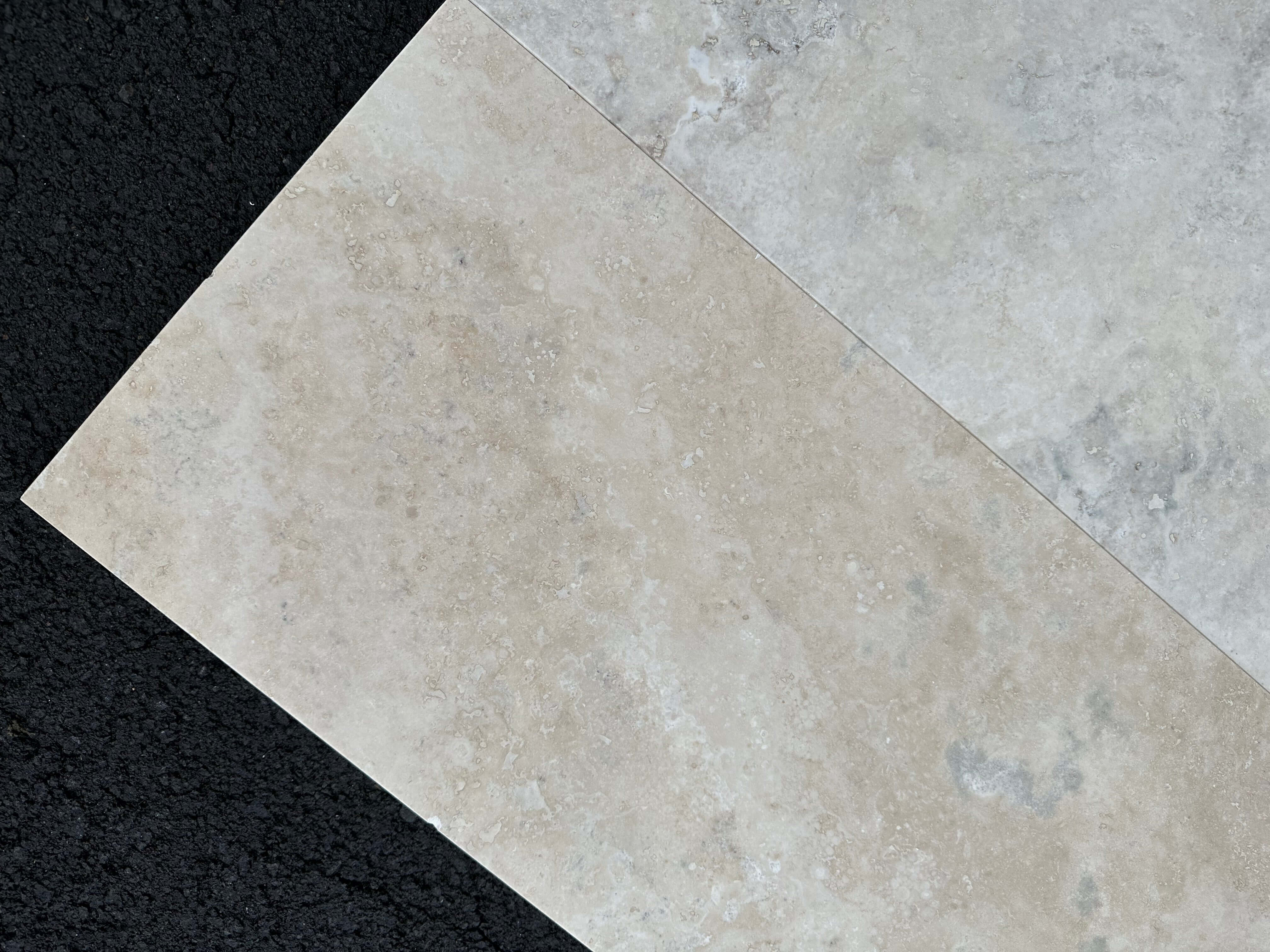 Lilac Light Travertine honed filled 24x12 Tile - Rocks in Stock