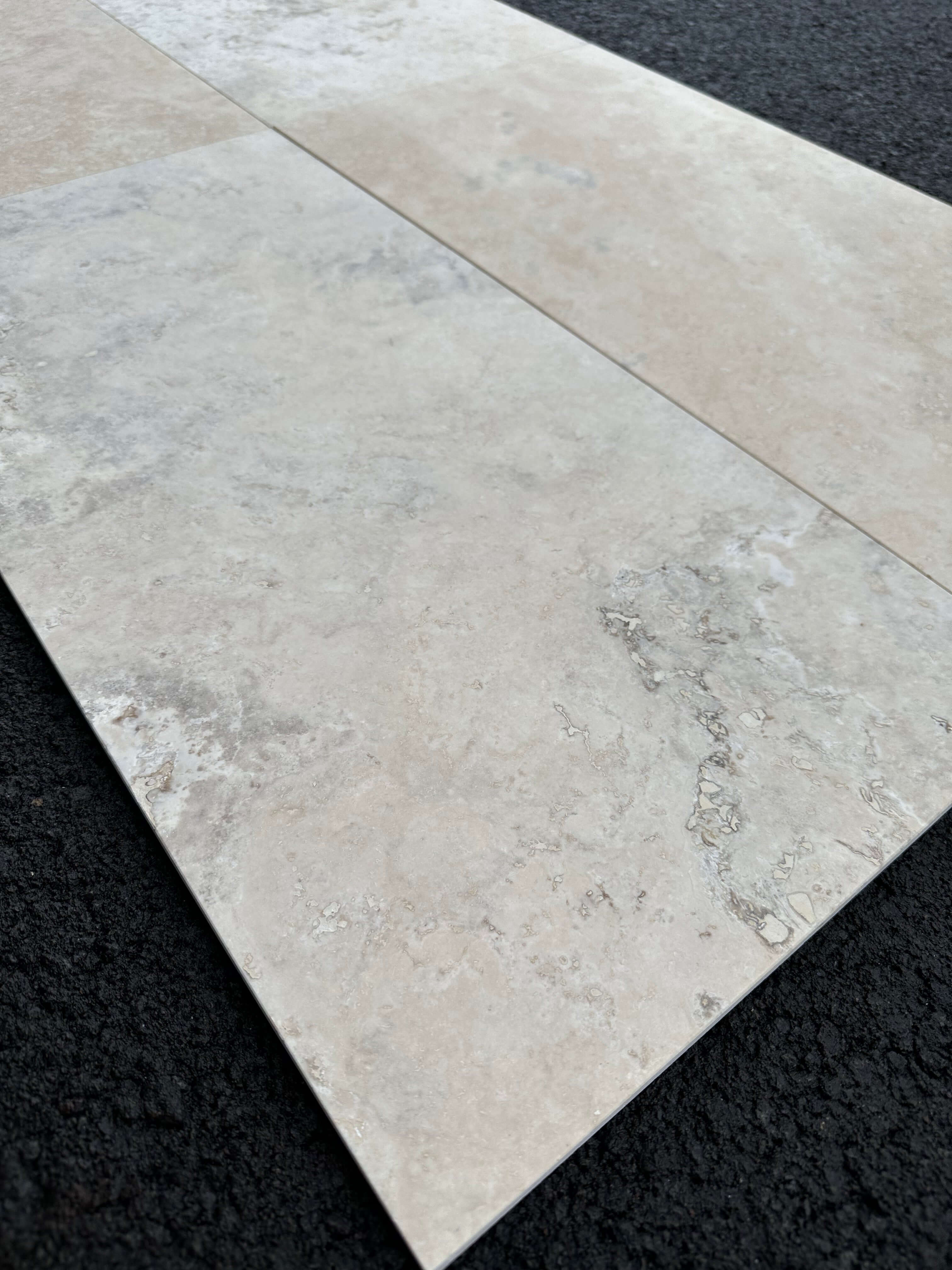Lilac Light Travertine honed filled 24x12 Tile - Rocks in Stock