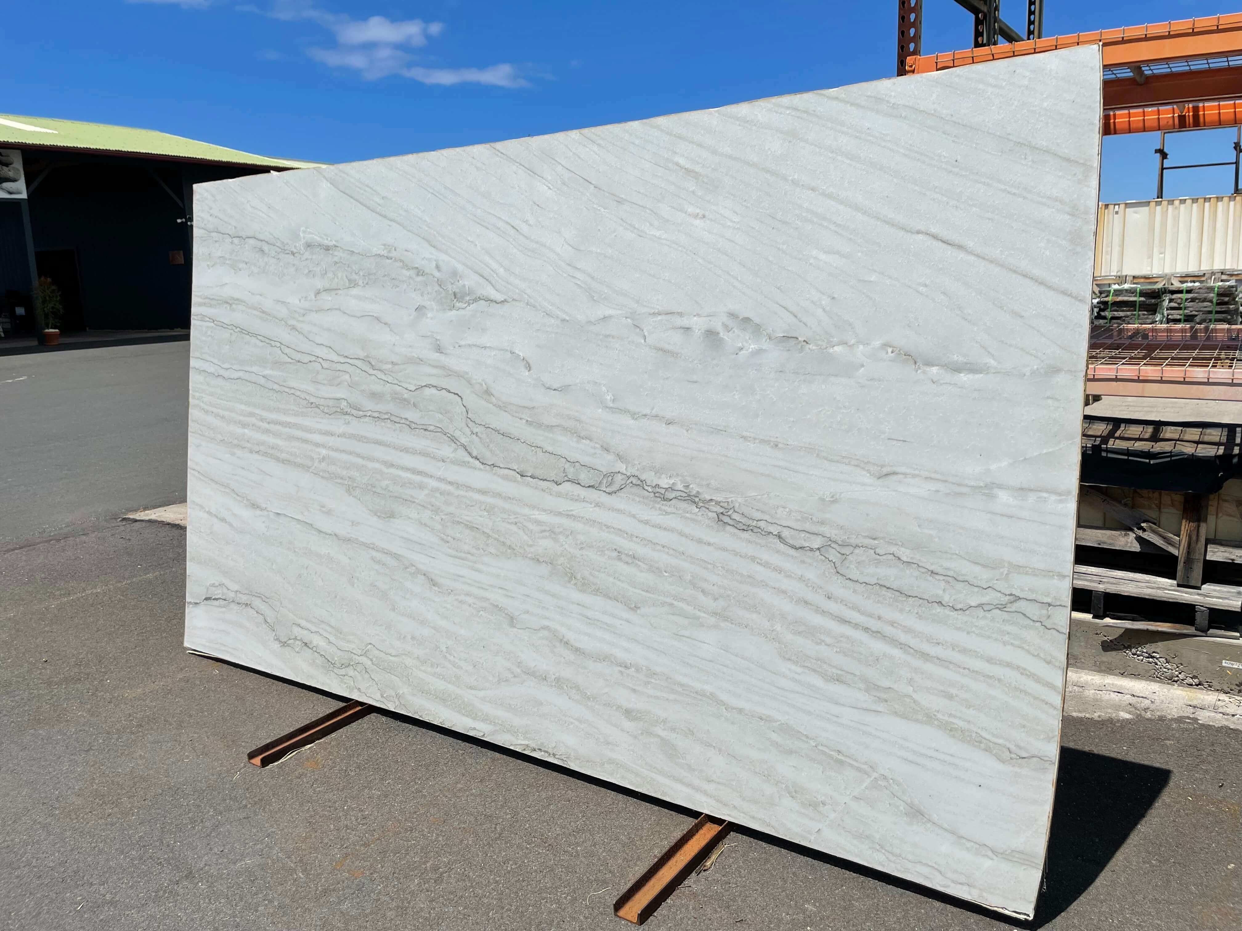 White Pearl Quartzite polished 2cm thick slab - Rocks in Stock